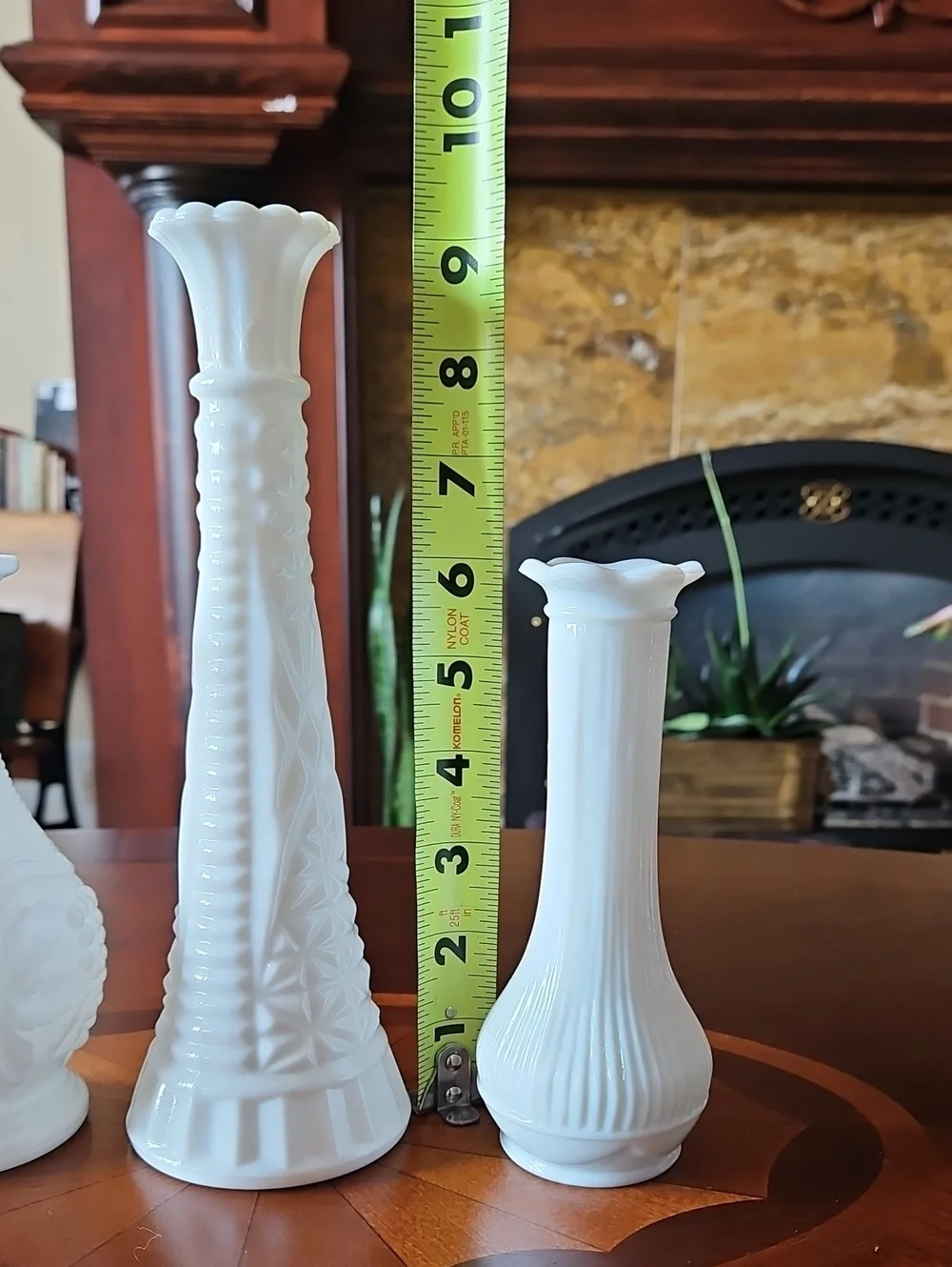 VTG Milk Glass Bud Vase Lot 3, Randall Ring of Fire, Hocking, Imperial Glass MCM